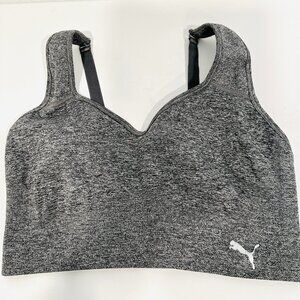 Puma Performance Grey Sports Bra Seamless Wireless Convertible Tagless Sz Large